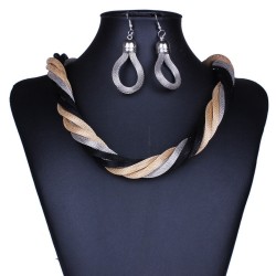 Golden and Black modern knitted necklace set